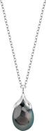 The Pearl Source 10-11mm Tahitian South Sea Pearl Rose Gold Plated Olive Pendant