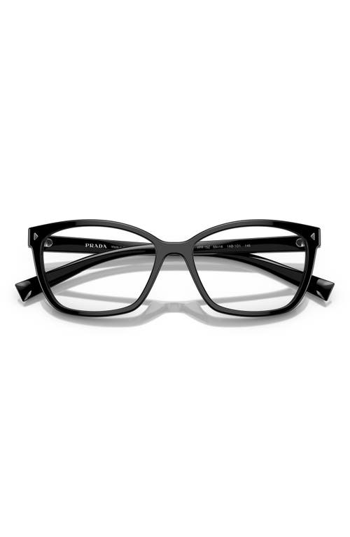 Prada 53mm Rectangular Optical Glasses In Black