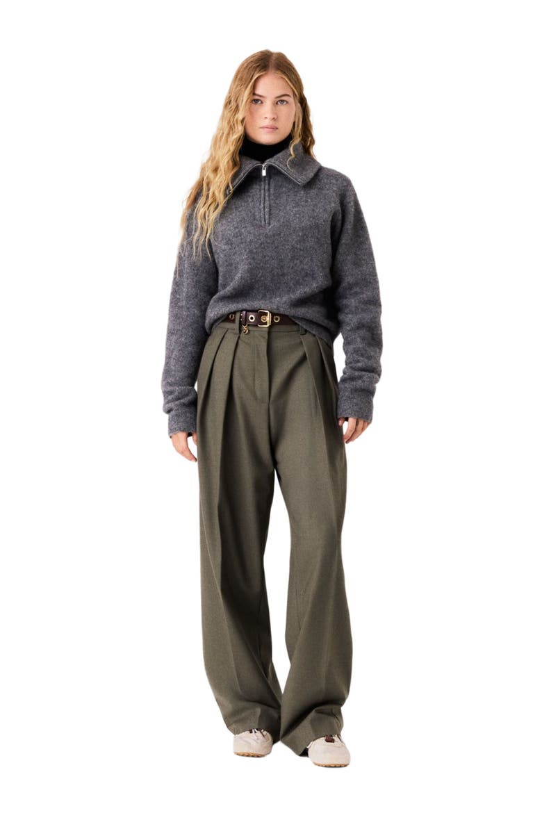 Zip-neck yak sweater, Main, color, Grey