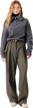 maje Zip-neck yak sweater