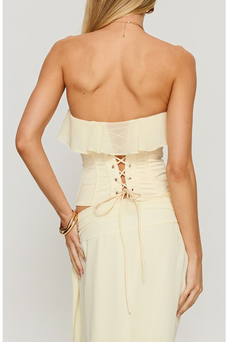 Holliann Ruffle Strapless Top, Alternate, color, BUTTER