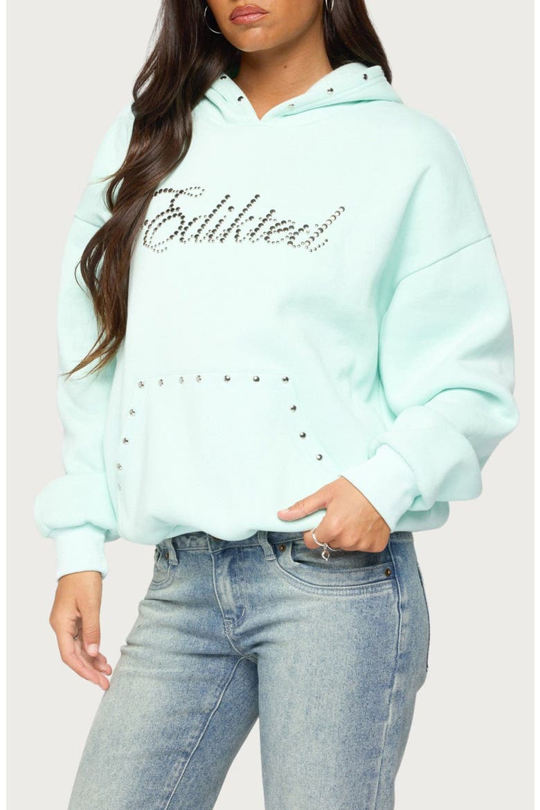 Rockstar Studded Hoodie, Alternate, color, AQUA