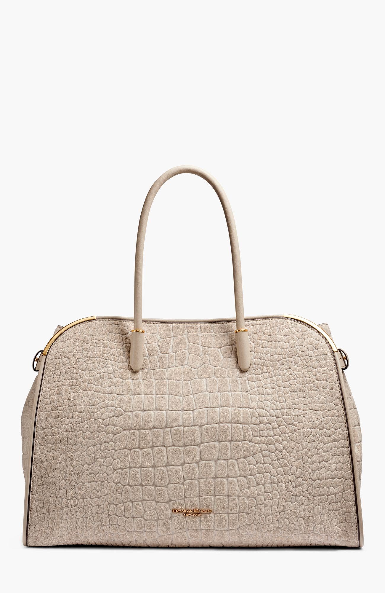 Satin Croc-Effect Suede Tote, Main, color, Moth