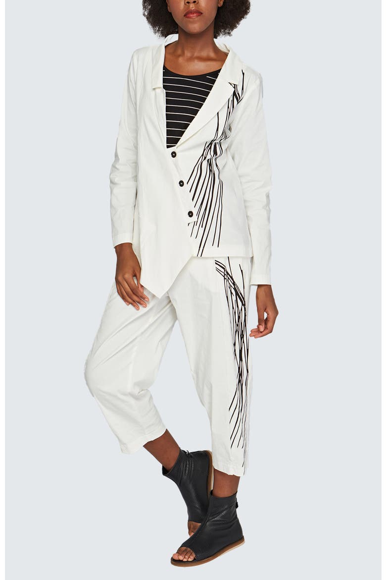 Eli Printed Linen Cotton Blended Pants, Alternate, color, Ecru