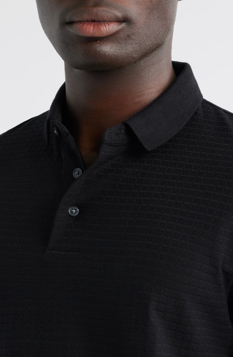 Emporio Armani Rib Short Sleeve Polo, Alternate, color, Solid Black