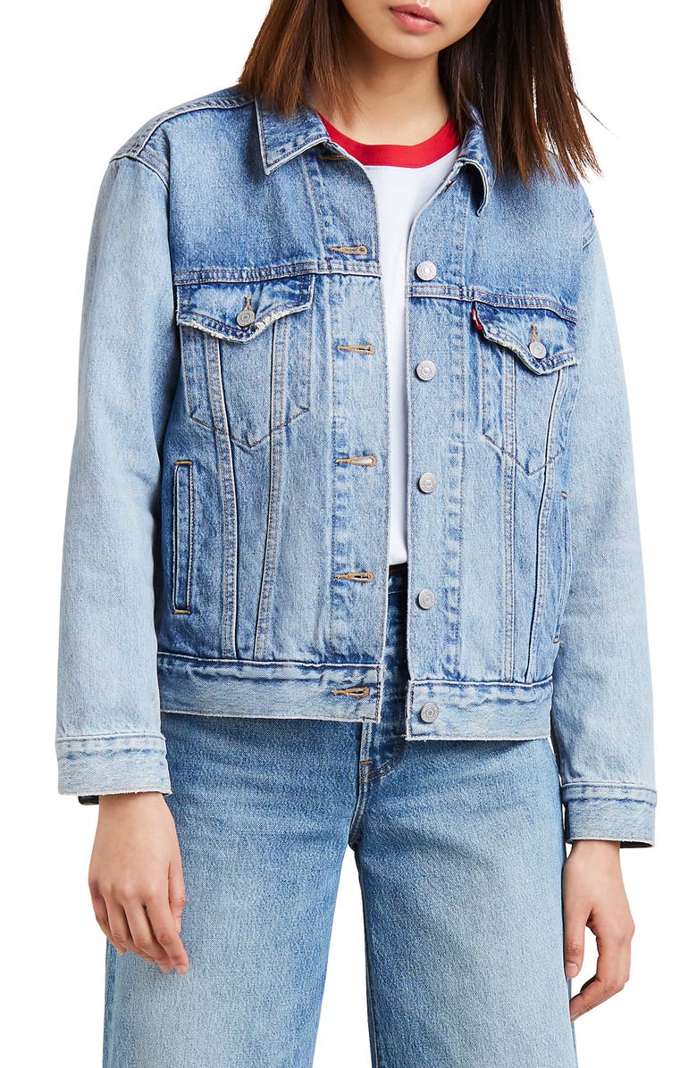 Levi's<sup>®</sup> Ex-Boyfriend Denim Trucker Jacket, Main, color, 