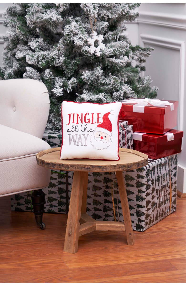 C&F Home Jingle All The Way Small Christmas Accent Pillow, 10" x 10", Alternate, color, Red