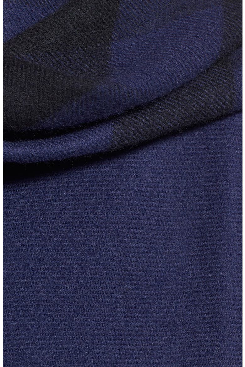 Reversible Merino Wool Cape, Alternate, color, MILITARY NAVY CHECK