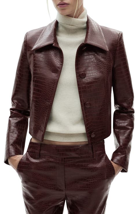 Doris Croc Embossed Faux Leather Jacket