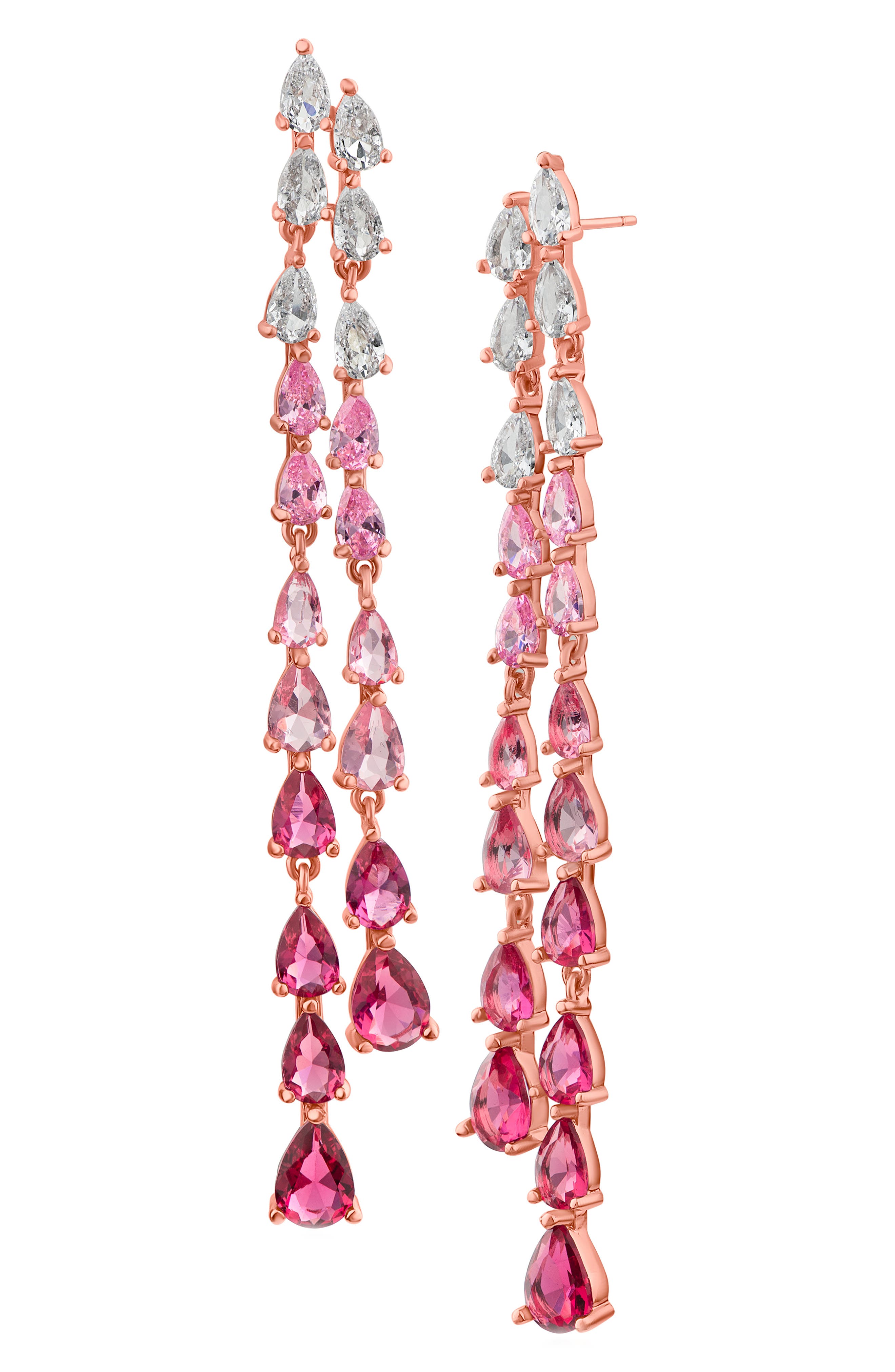 CZ by Kenneth Jay Lane Pear Cut Cubic Zirconia Double Linear Drop Earrings