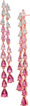 CZ by Kenneth Jay Lane Pear Cut Cubic Zirconia Double Linear Drop Earrings