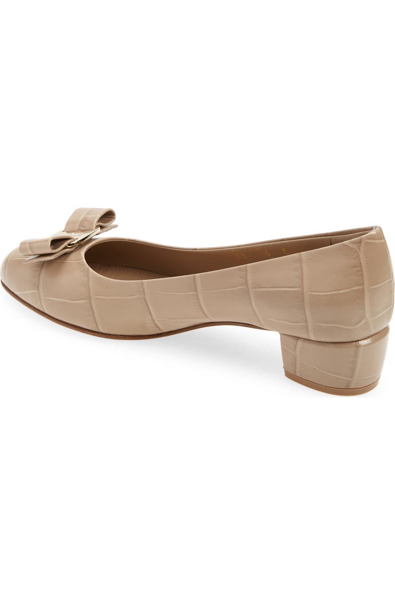 FERRAGAMO Vara Bow Croc Embossed Pump, Alternate, color,