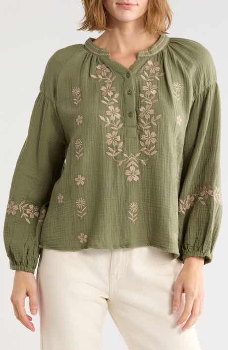 Embroidered Cotton Gauze Top