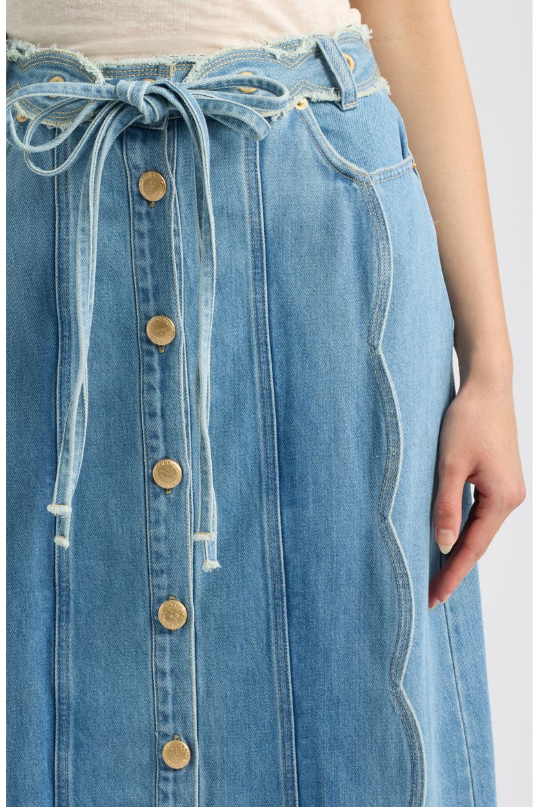 Tie Waist Denim Midi Skirt, Alternate, color, DENIM