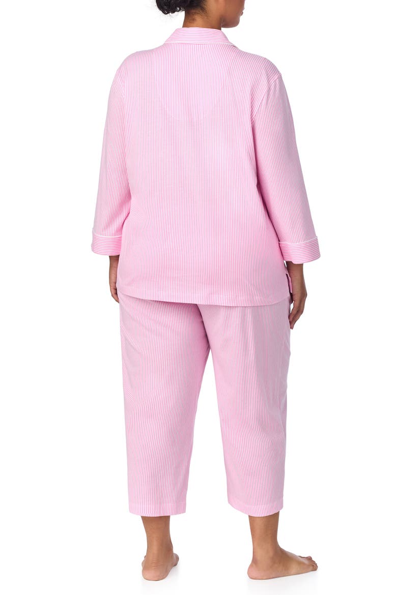 Knit Crop Pajamas, Alternate, color, LAGOON PINK/ WHITE STRIPE
