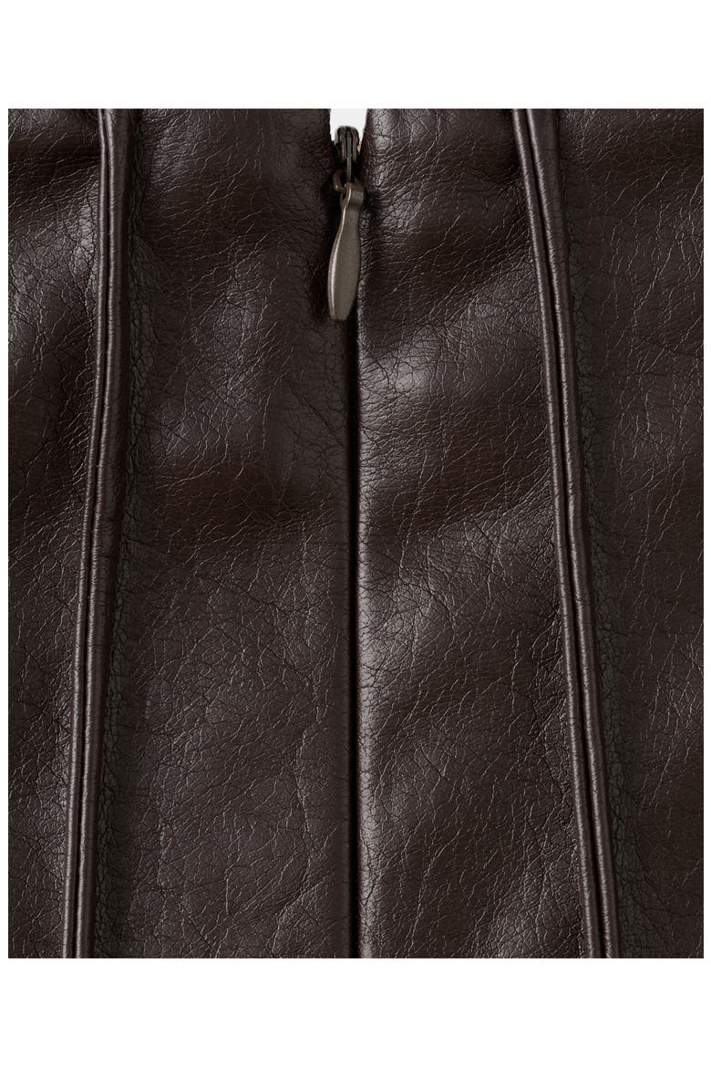 Dalia Pleated Faux Leather Midi Skirt, Alternate, color, BROWN