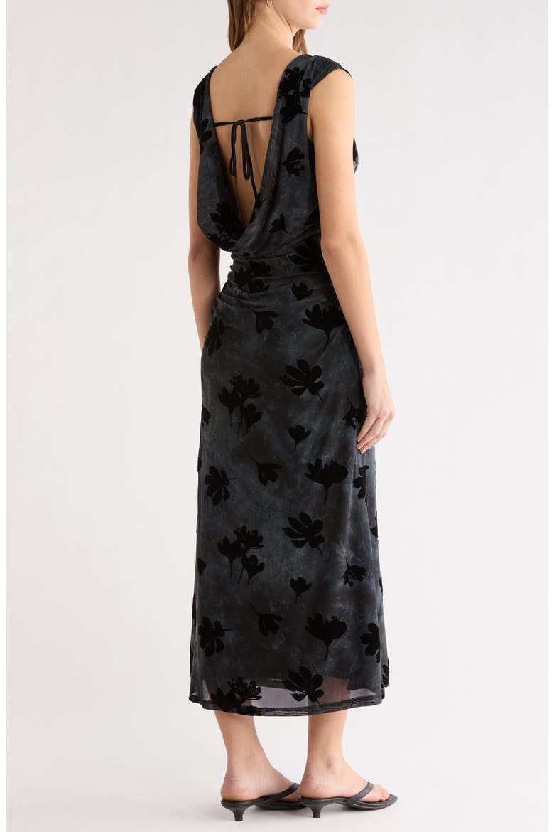 Tionne Burnout Midi Dress, Alternate, color, TEAL BLACK