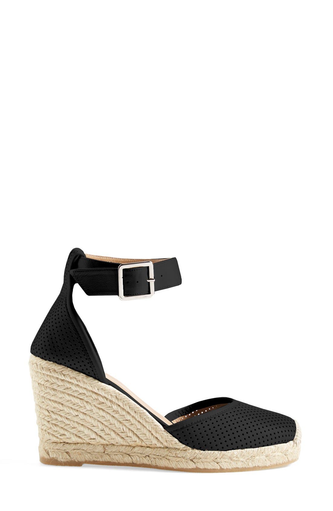 MARC BY MARC JACOBS 'Summer Breeze' Lambskin Leather Espadrille Wedge Sandal, Alternate, color, BLACK