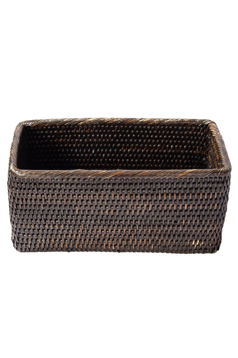Rectangular Rattan Everything Basket, Alternate, color, Tudor Black