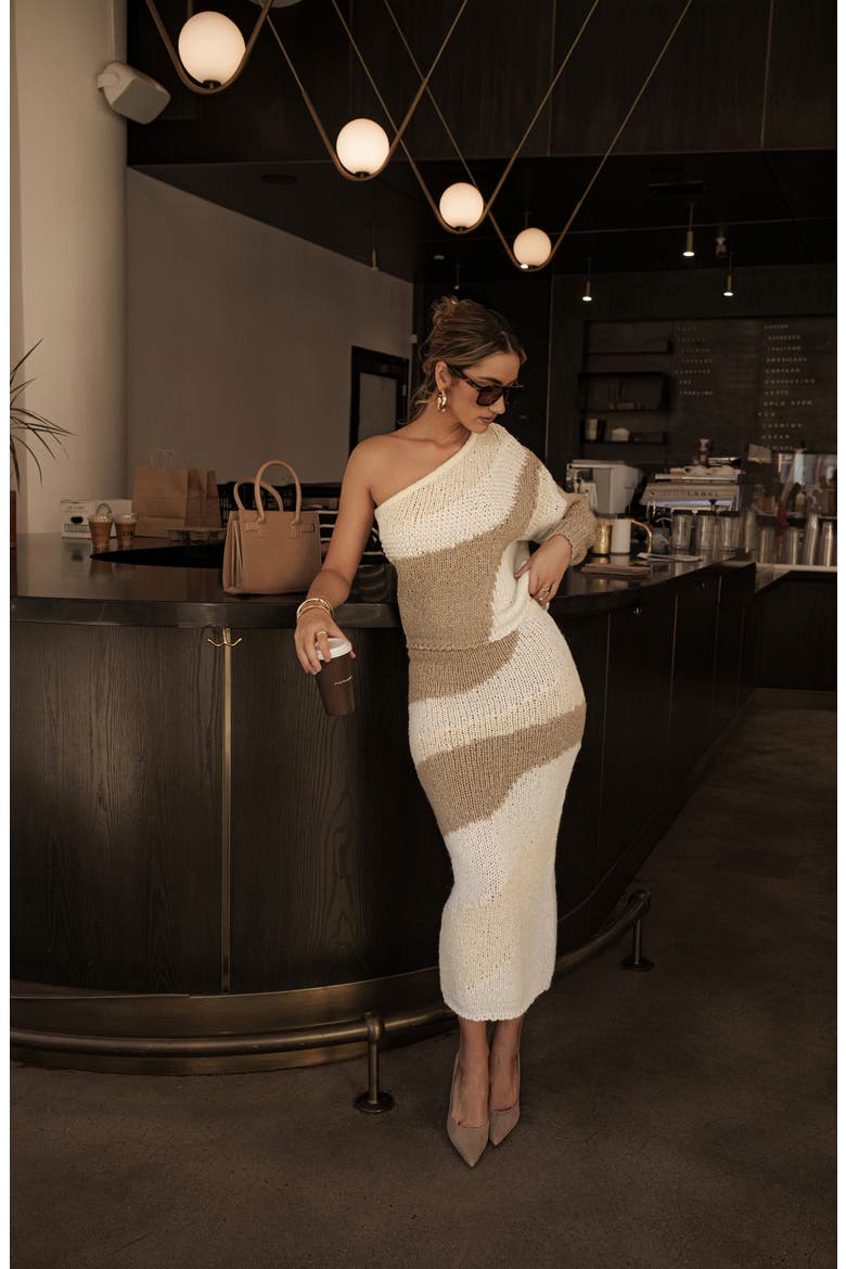 Hazel One-Shoulder Sweater, Alternate, color, BEIGE