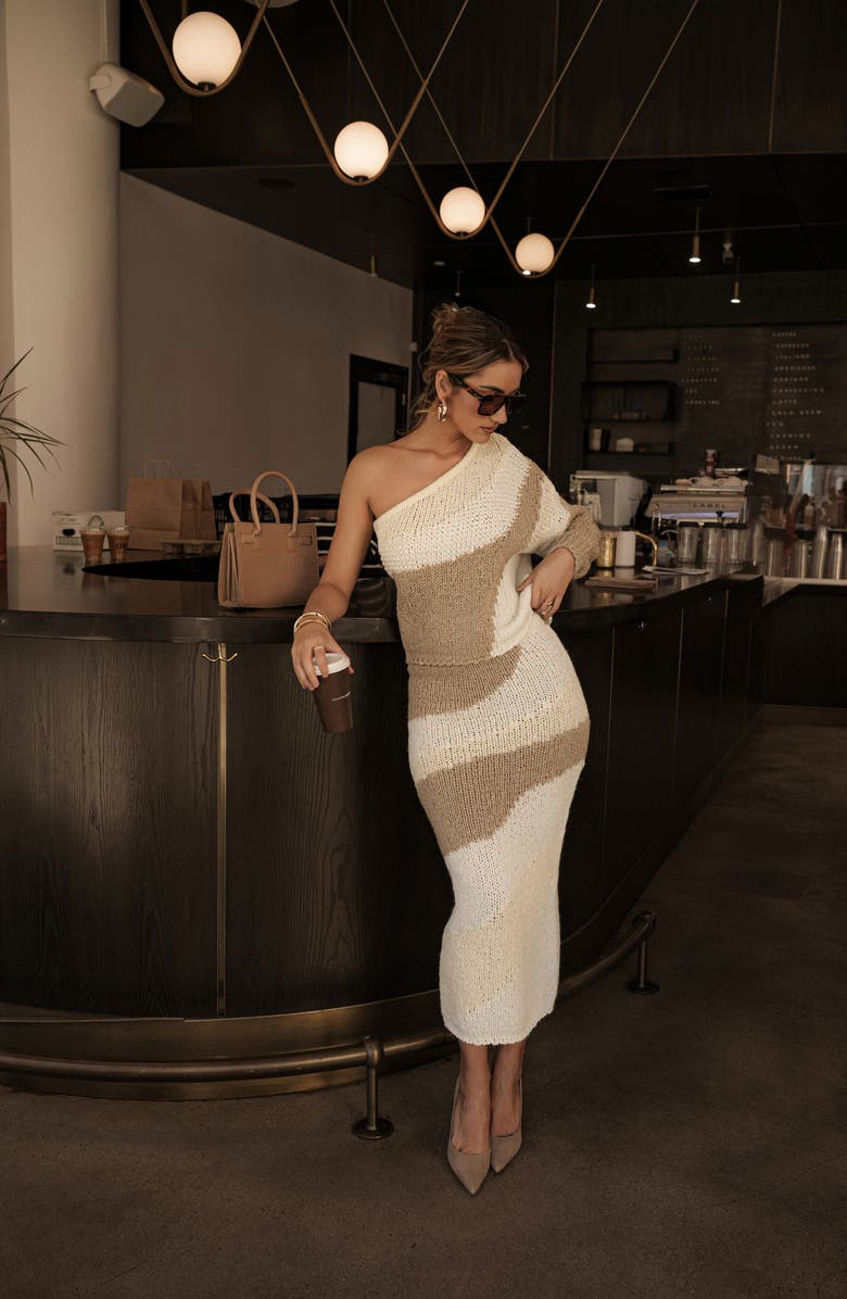 JLUXLABEL Hazel One-Shoulder Sweater, Alternate, color, Beige