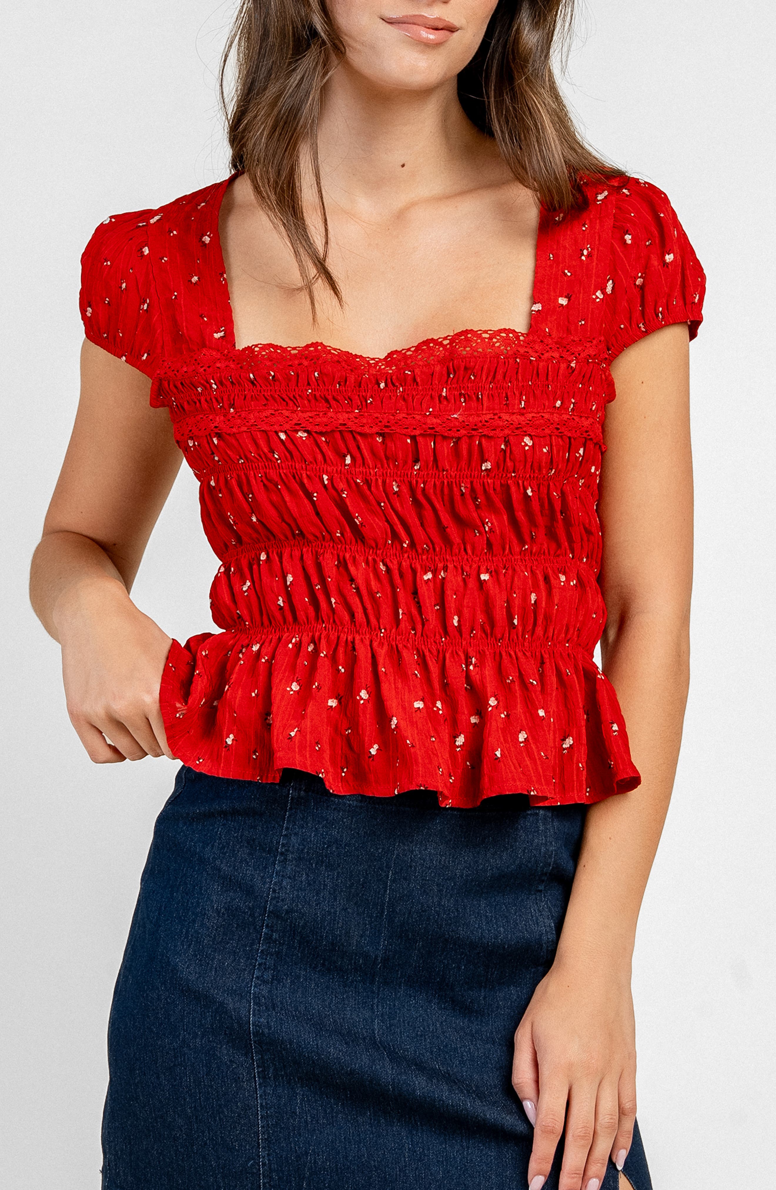 Ruched Bodice Printed Top
