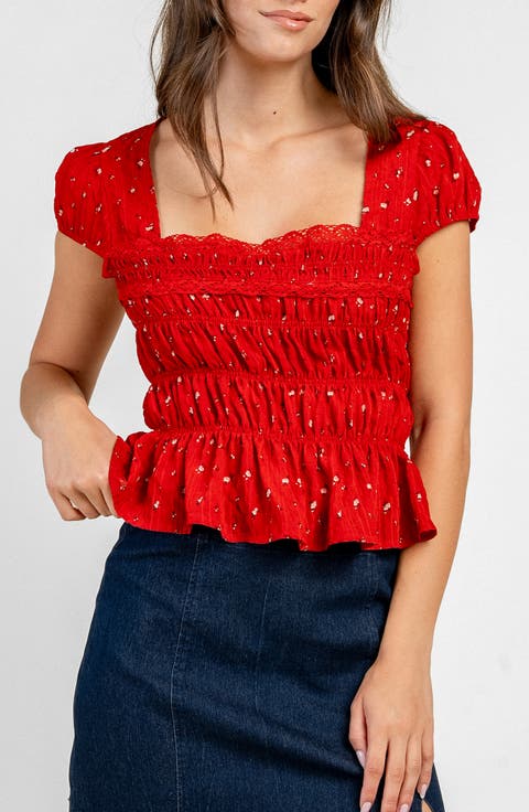 Ruched Bodice Printed Top