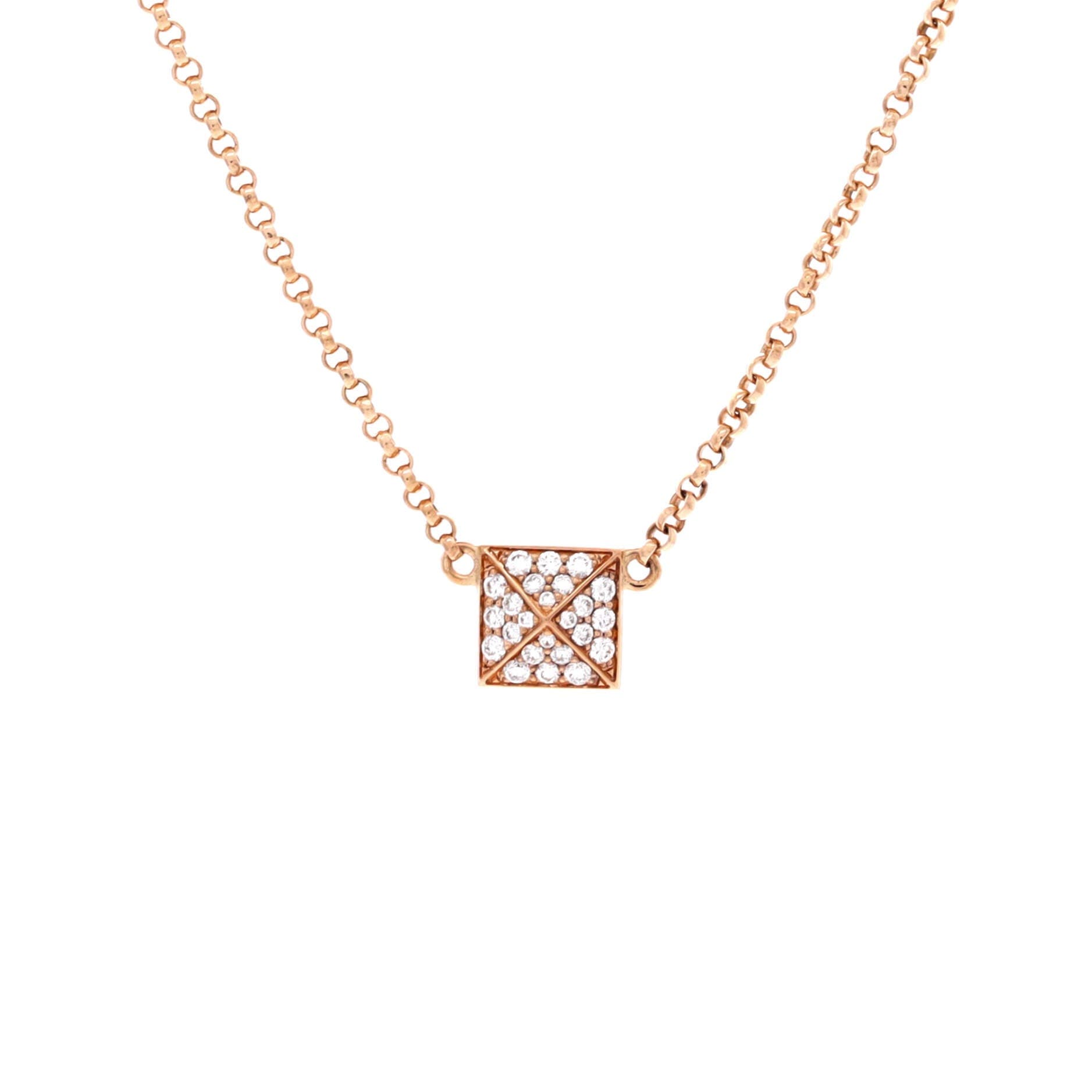 Pre-Owned Hermes Clou d'H Pendant Necklace 18K Rose Gold with Diamonds Small, Main, color, Rose Gold