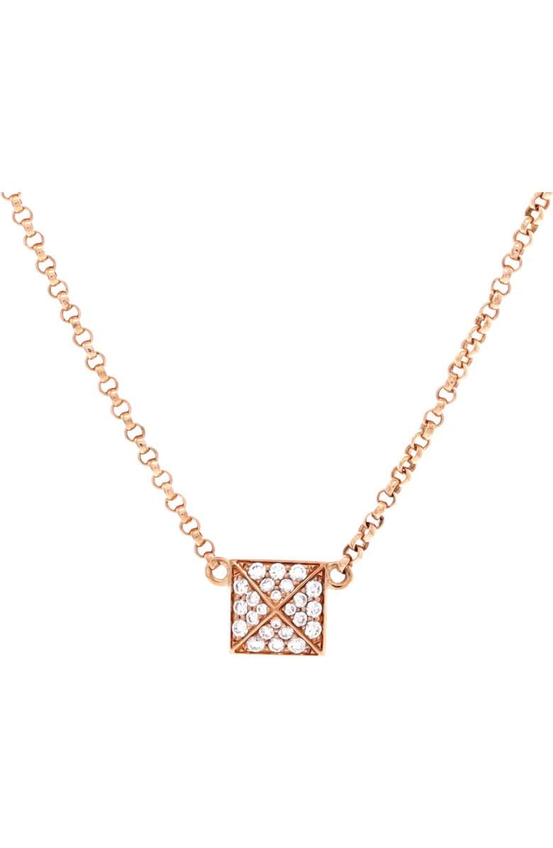 Pre-Owned Hermes Clou d'H Pendant Necklace 18K Rose Gold with Diamonds Small, Main, color, Rose Gold