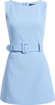 French Connection Azra Belted Sleeveless Twill Minidress