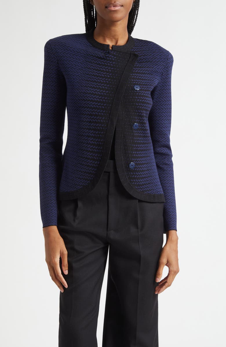 Emporio Armani Pattern Knit Jacket, Main, color, Blue Multi