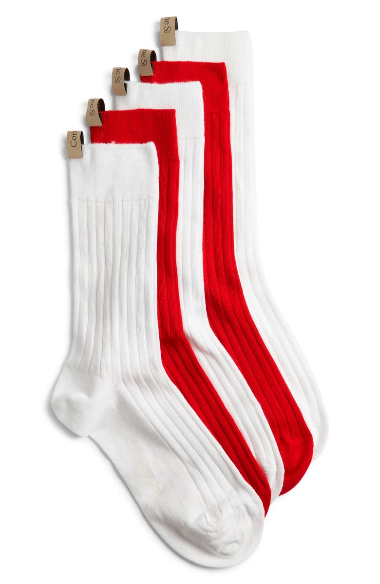 Comme Si The Yves 6-Pack Assorted Rib Socks Set, Main, color, Red