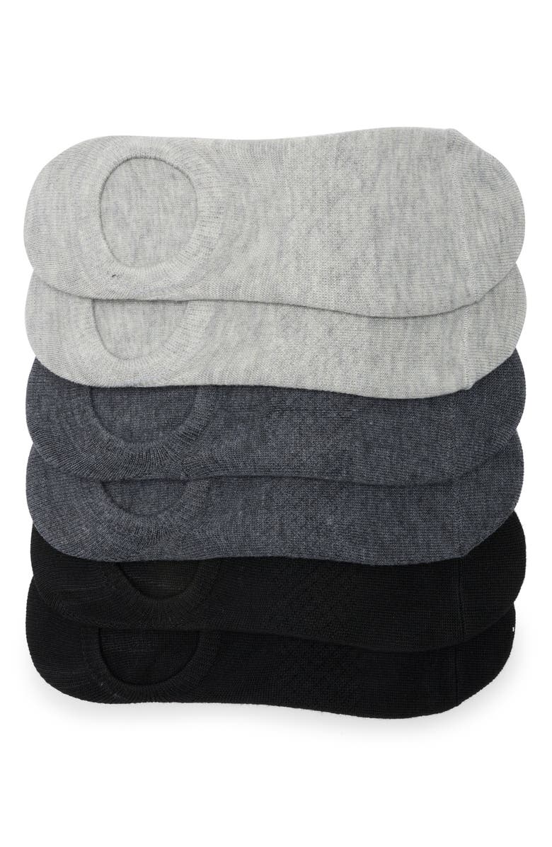 90 DEGREE BY REFLEX 6-Pack No-Show Socks, Main, color, Neutral Gray Combo