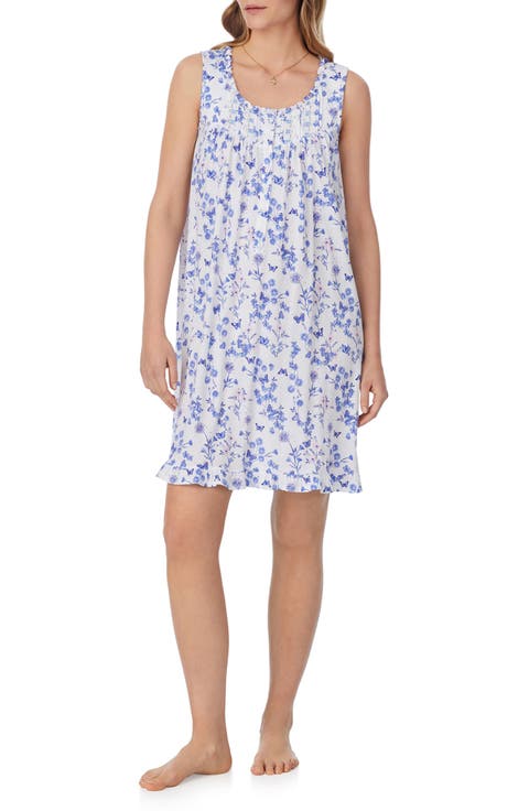 Floral Sleeveless Short Jersey Nightgown