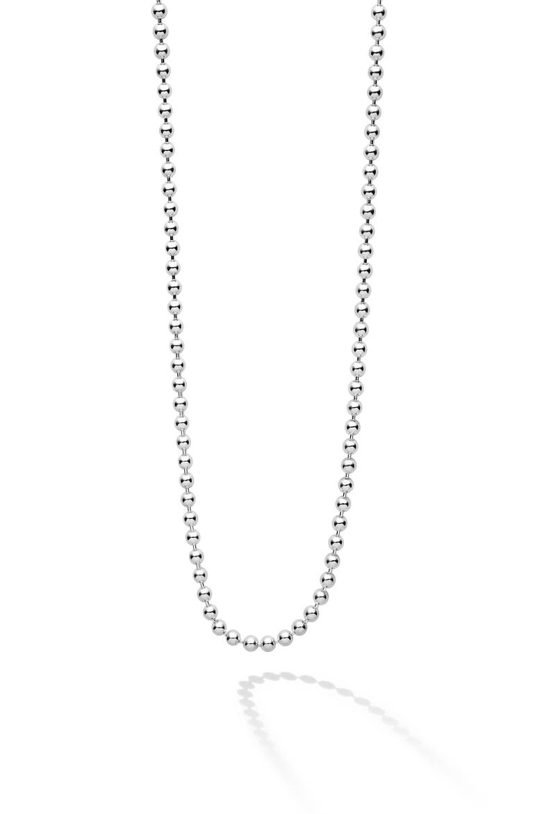 Men's Signature Caviar Sterling Silver Beaded Ball Chain Necklace, Alternate, color, SILVER