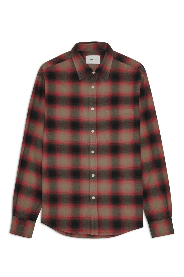 Deon 5465 Organic Cotton Button-Up Shirt, Main, color, RED CHECK