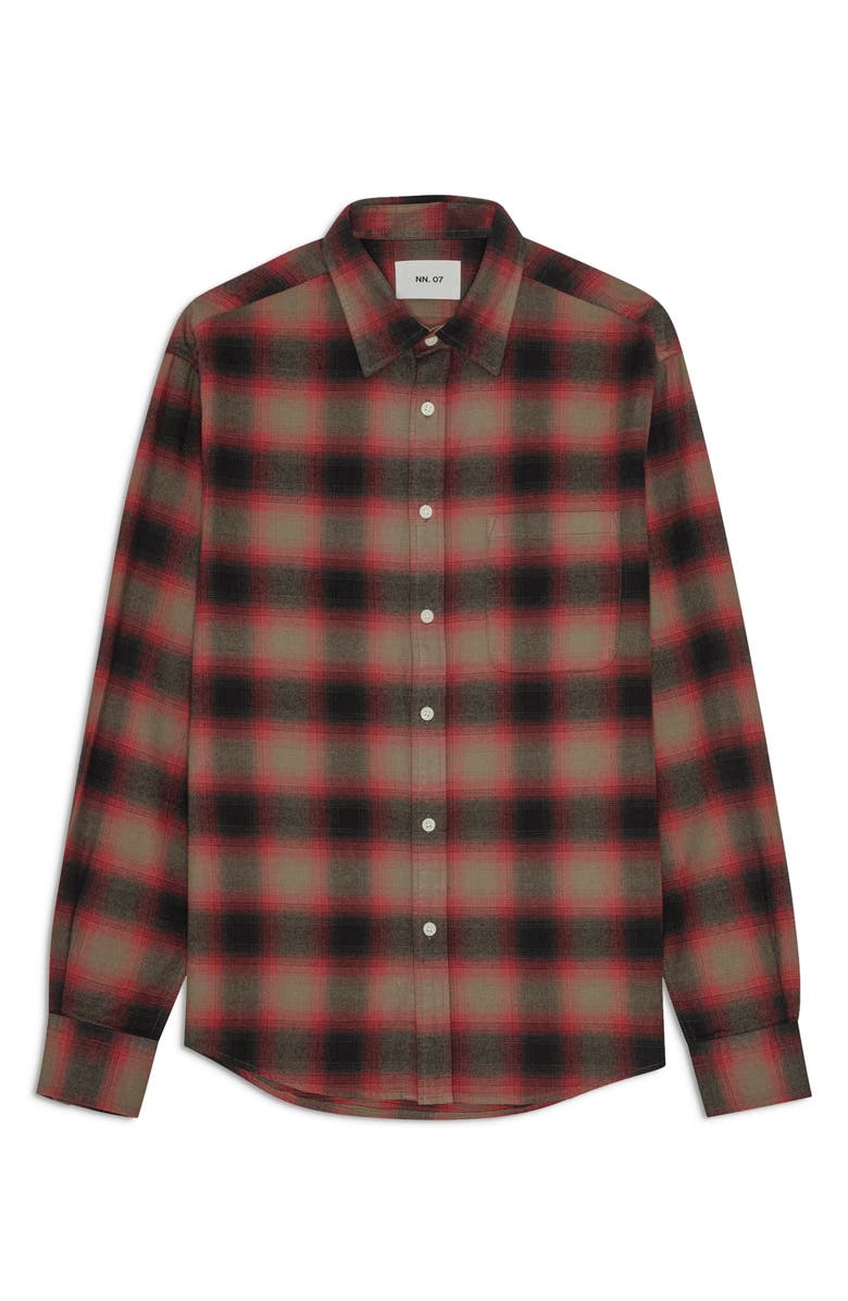 NN07 Deon 5465 Organic Cotton Button-Up Shirt, Main, color, Red Check