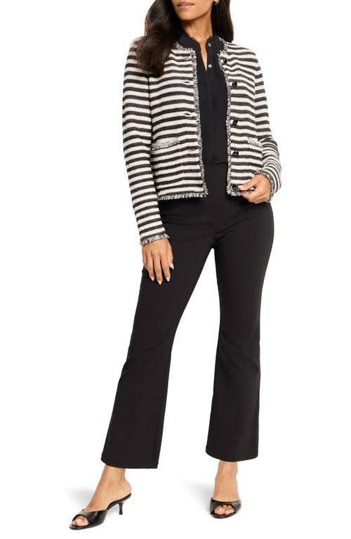 Nic + Zoe Nic+zoe Stripe Fringe Mix Knit Jacket In Multi