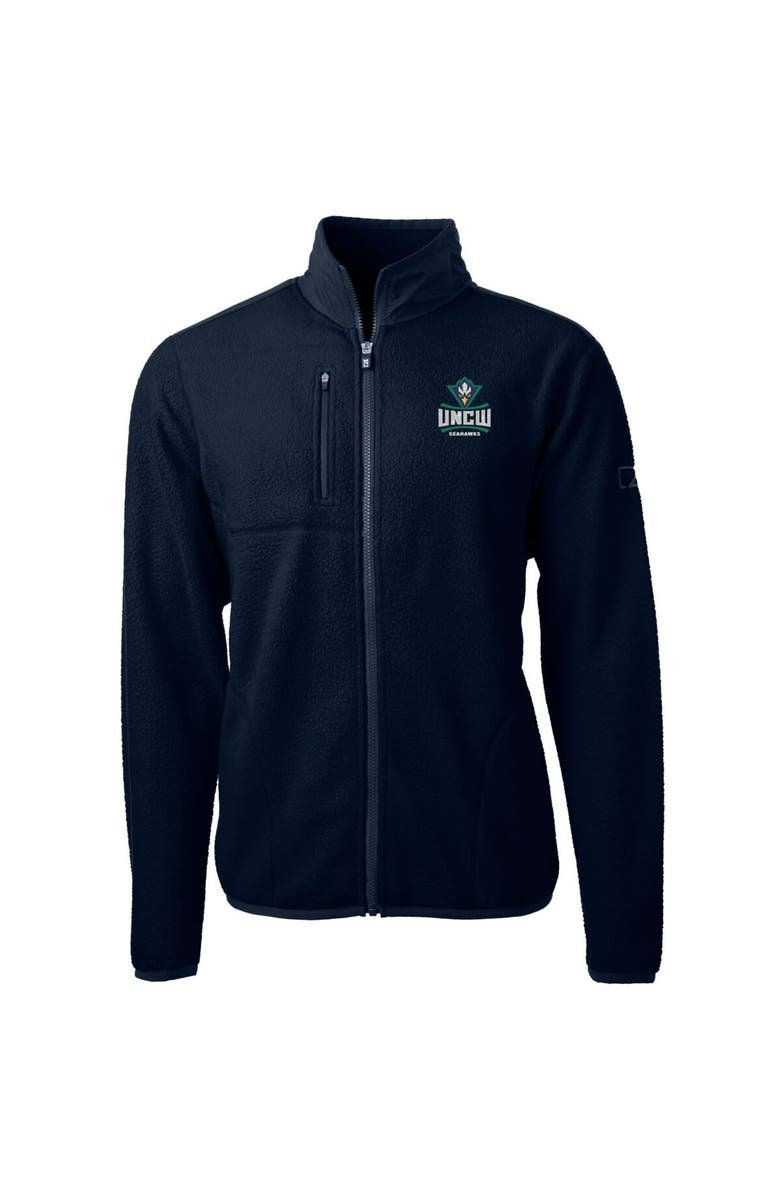 Cutter & Buck Men's Cutter & Buck Navy UNC Wilmington Seahawks Team Logo Cascade Eco Sherpa Fleece Full-Zip Jacket, Alternate, color,