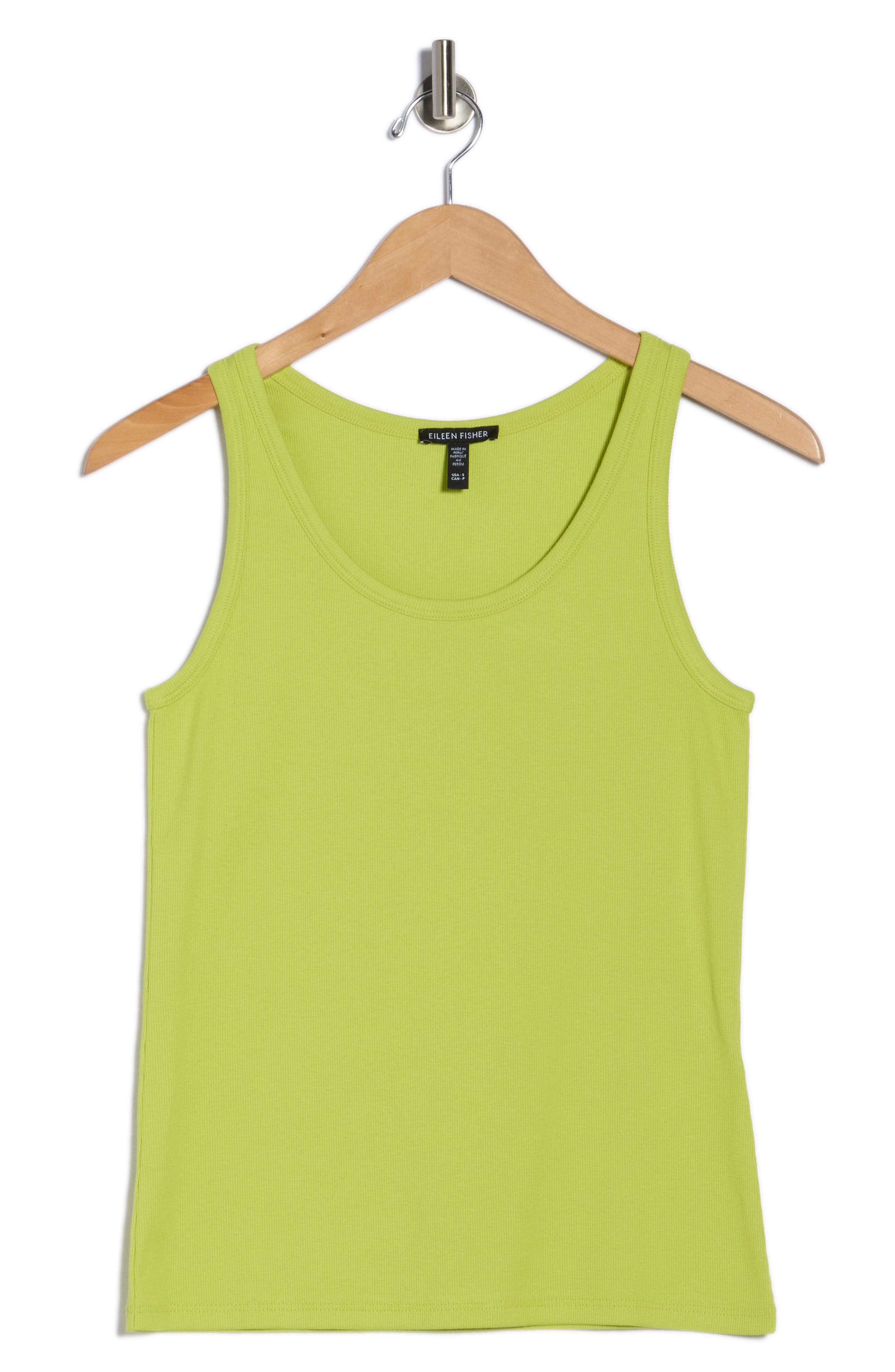 Eileen Fisher Slim Fit Scoop Neck Stretch Cotton Tank