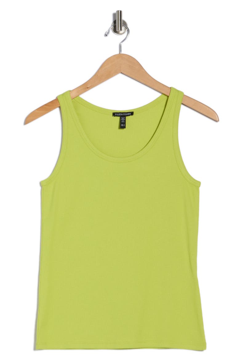 Slim Fit Scoop Neck Stretch Cotton Tank, Alternate, color, CHARTREUSE