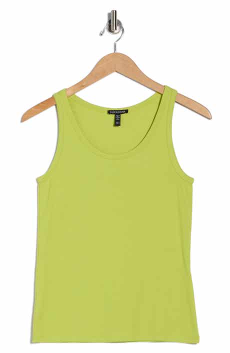 Eileen Fisher Slim Fit Scoop Neck Stretch Cotton Tank