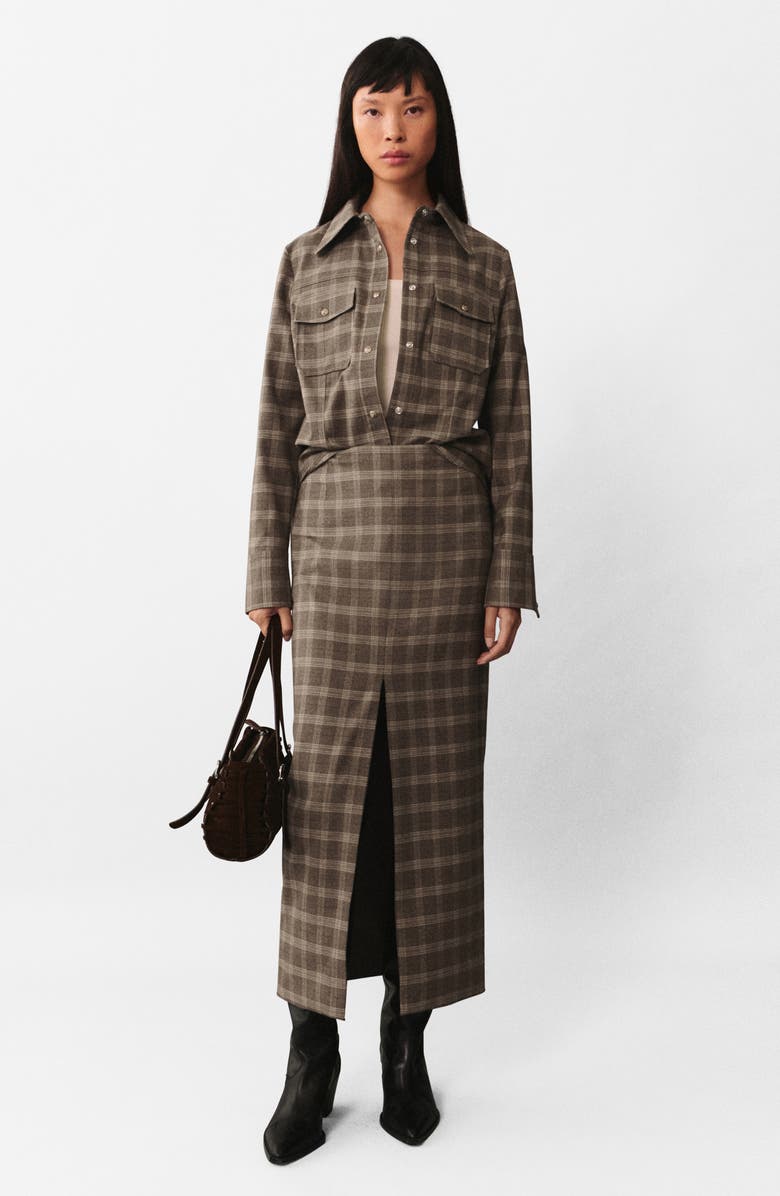 MANGO Check Snap-Up Overshirt, Alternate, color,