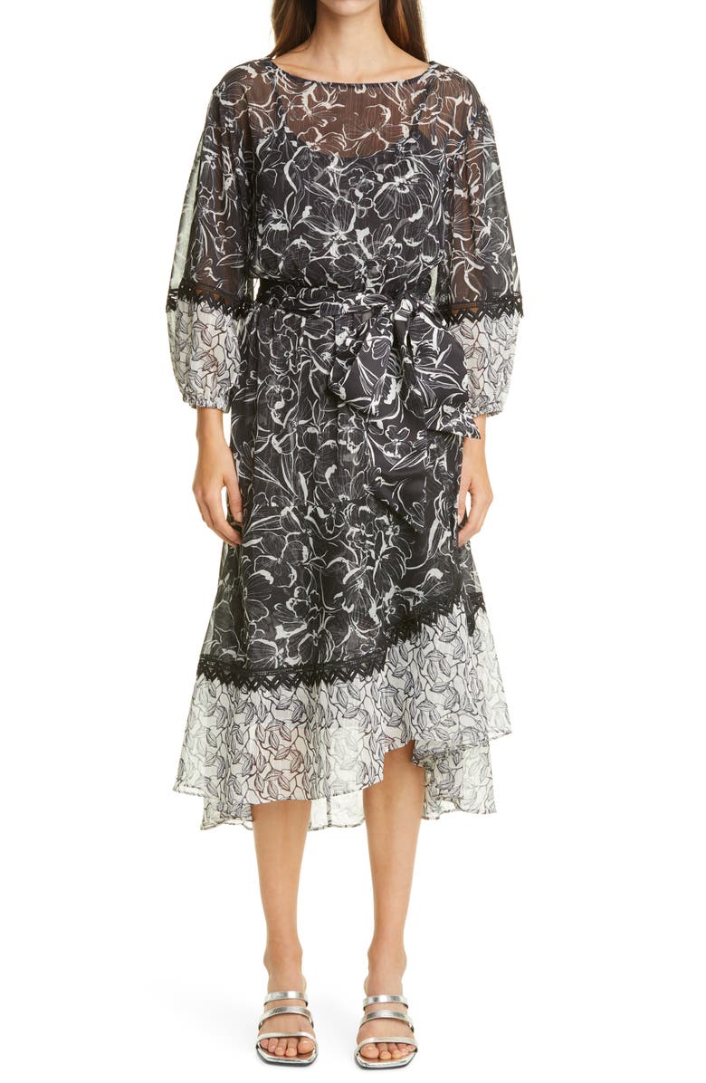 Sachin & Babi Floral Chiffon Midi Dress, Main, color, 