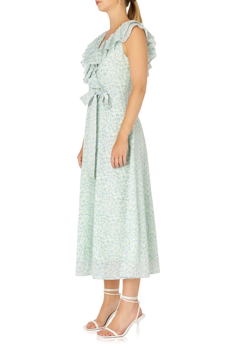 Endless Rose Floral Textured Tie Back Belted Dress, Alternate, color, 