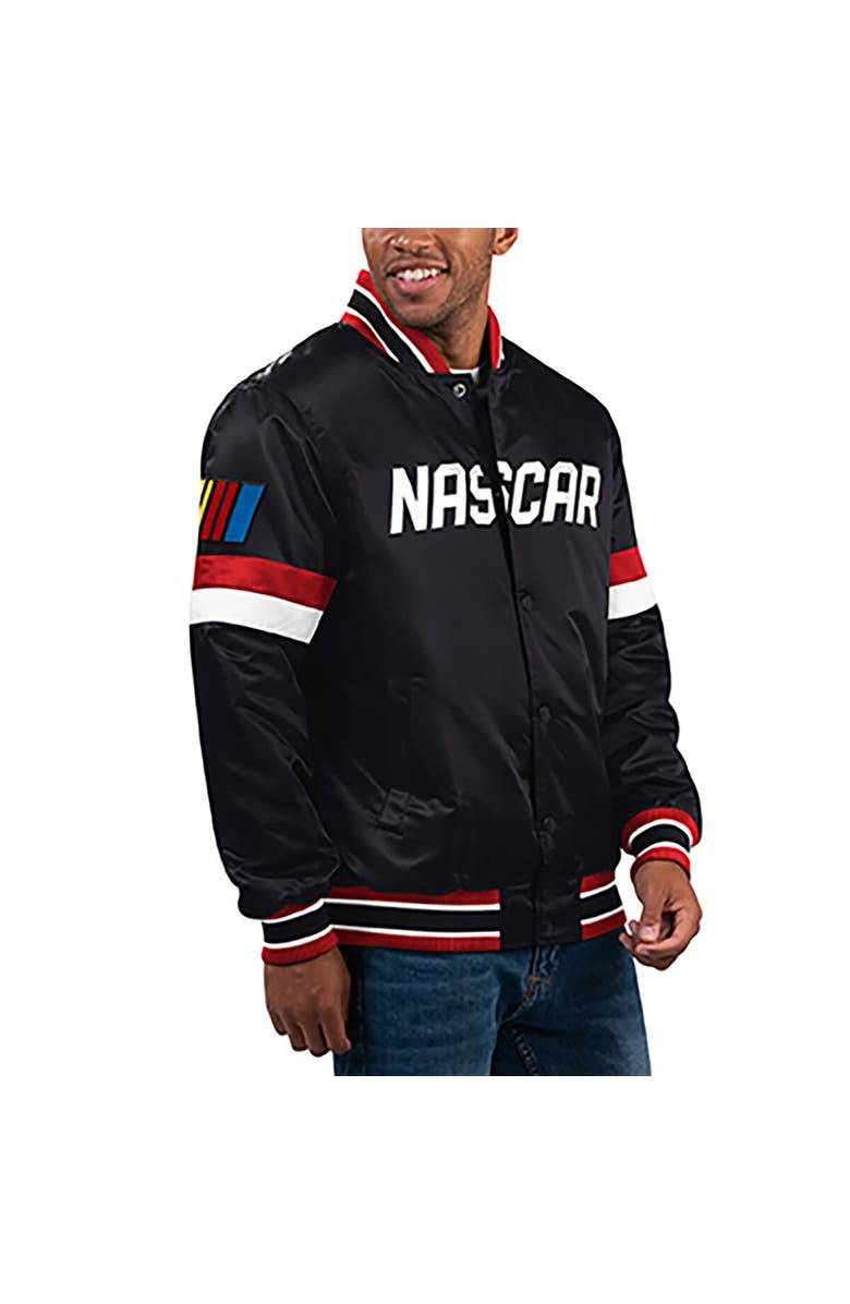 STARTER Men's Starter Black NASCAR Home Game Full-Snap Varsity Jacket, Main, color, 