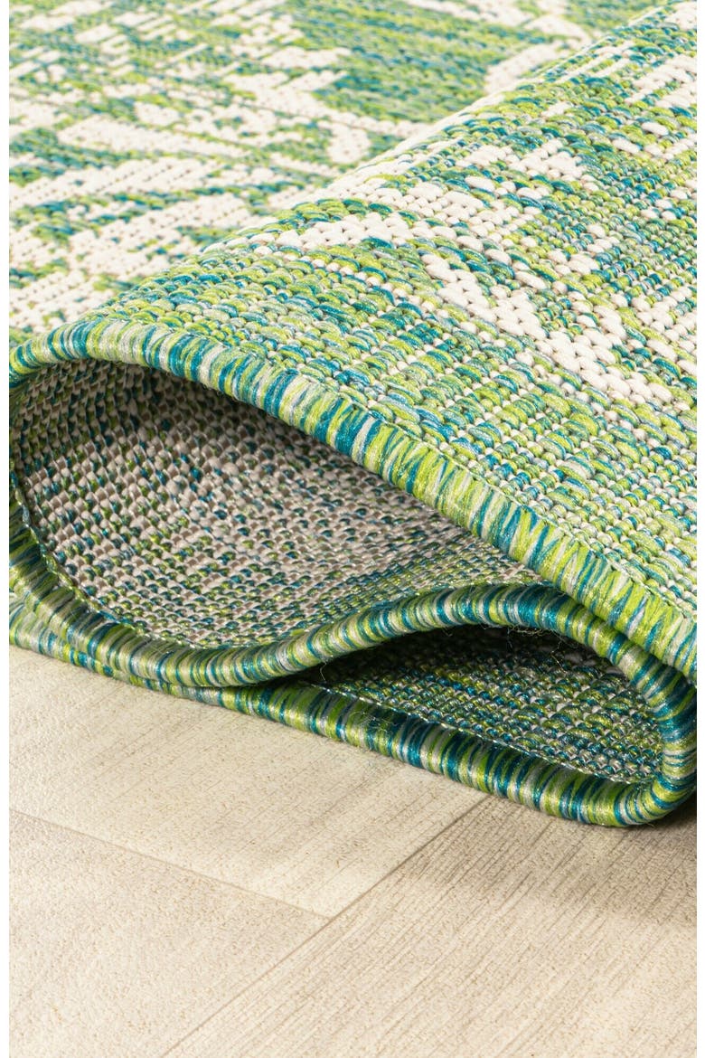 Tela Bohemian Textured Weave Floral Indoor/Outdoor Area Rug, Alternate, color, Cream/Green