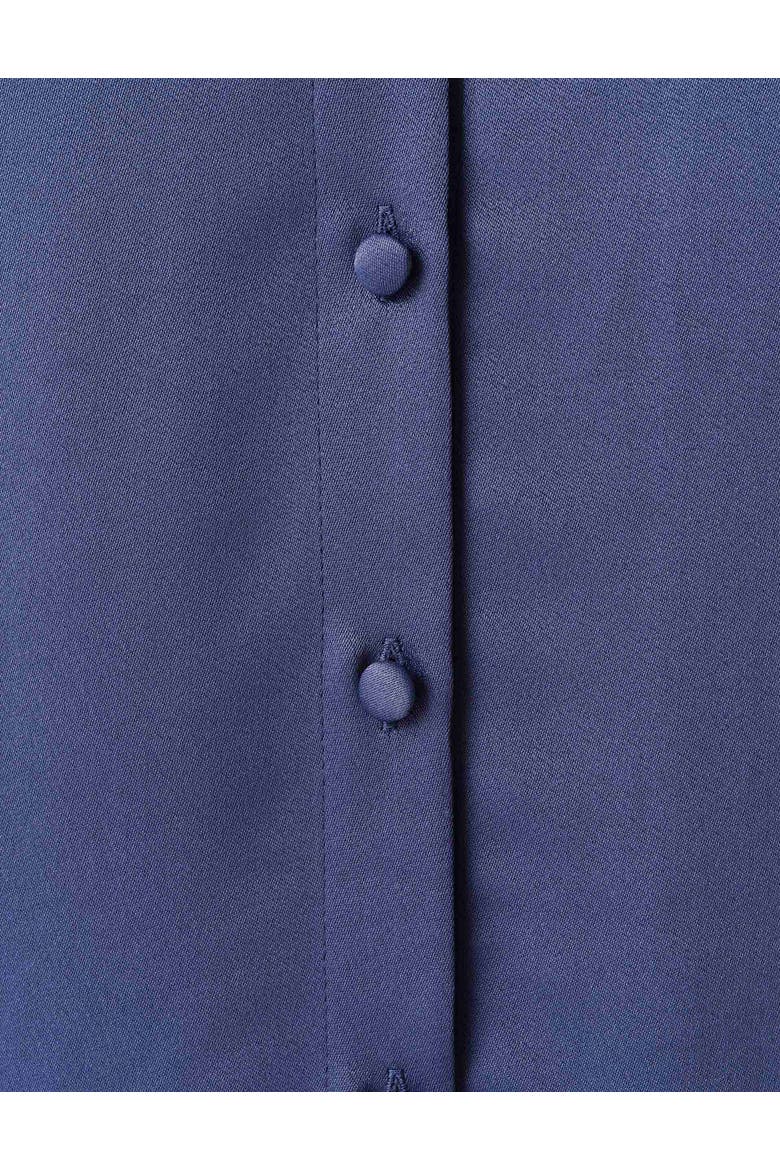 Esther Collared Satin Shirt, Alternate, color, Navy