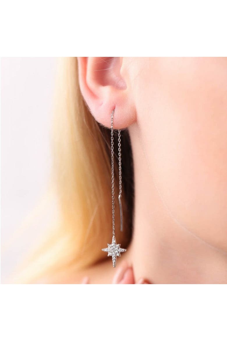 Northernstar Starbust Sterling Silver Chain Drop Earrings, Alternate, color, Silver