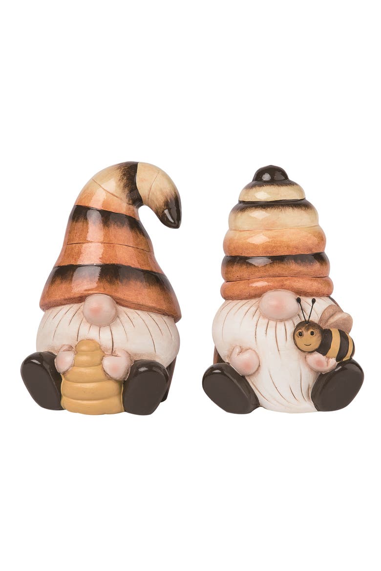 6 Inch Multicolor Spring Gnome Set of 2 in Bee Outfits Terracotta Decorative Objects for Spring Decor, Main, color, Multicolored